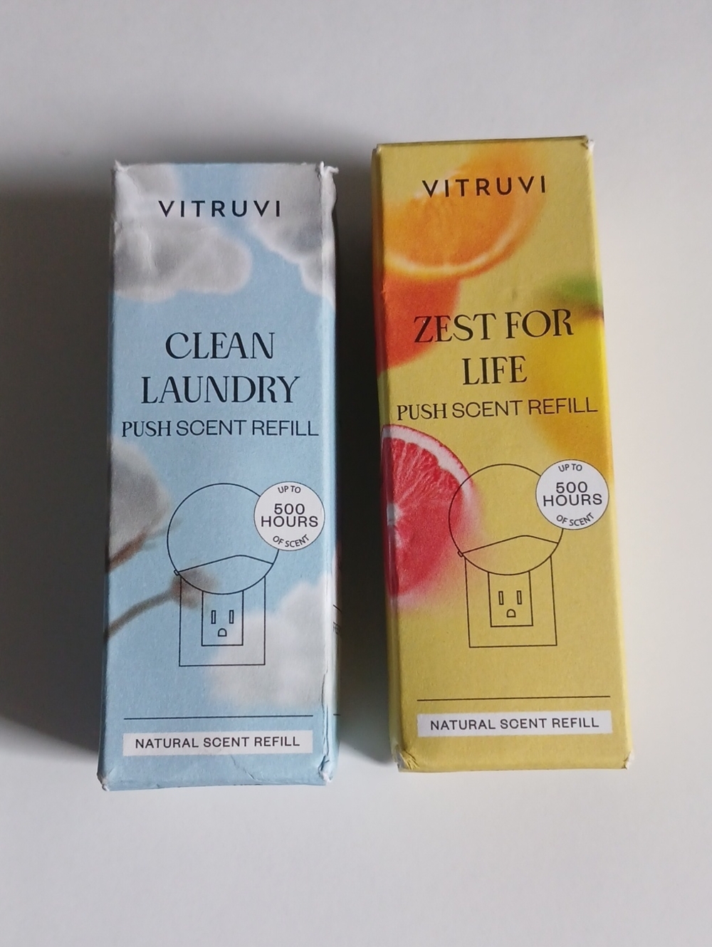 Vitruvi Clean Laundry and Zest for Life Push Scent Refills Set of 2 NEW